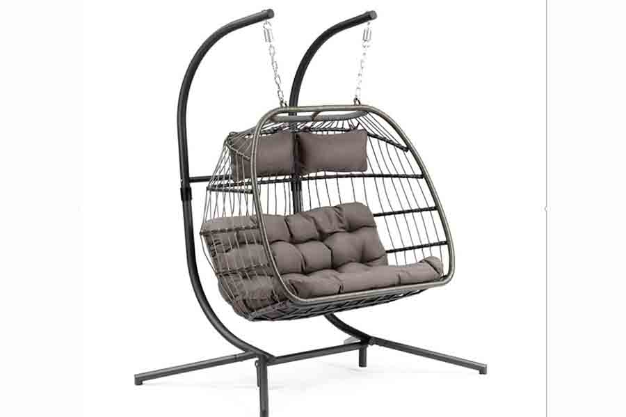 Hanging rattan egg chair double hammock swing chair with stand outdoor garden furniture folding hanging chair patio swings