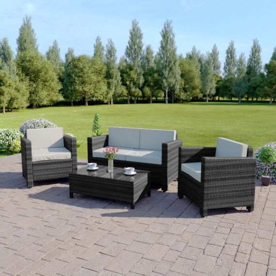 The Algarve 4 Seater Rattan Garden Sofa Set – With Coffee Table INCLUDES FREE OUTDOOR COVER