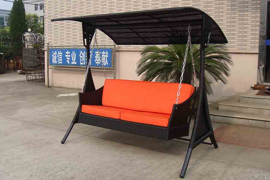 Modern Hanging Garden Swing Chairs With Waterproof Cushion Metal Frame Outdoor Furniture