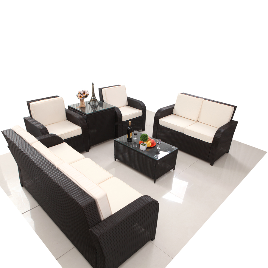 KD outdoor terrace leisure wicker sofa and coffee table set rattan home and garden furniture patio