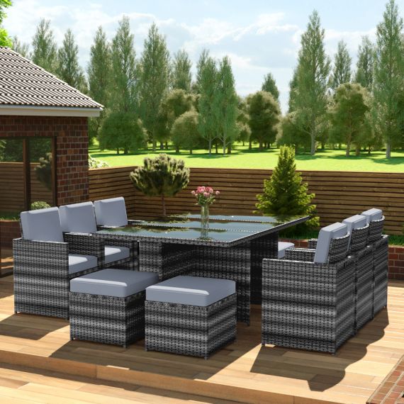 Modern Modular Garden Furniture Outdoor Furniture Set Terrace Rattan Sofa 9 Piece Set