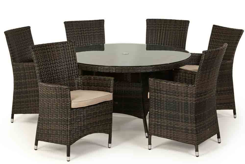 Plastic rattan woven modern round table and chair set garden outdoor dining furniture