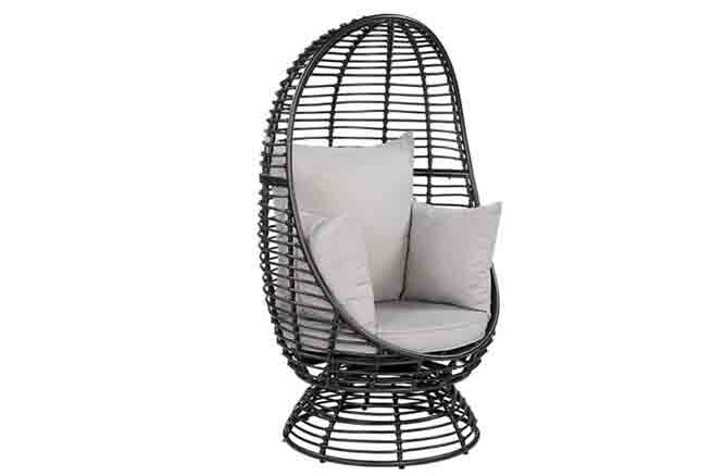 Outdoor Round PE Ratttan Wicker 360 Degree Swivel Basket Egg Chair With Cushion