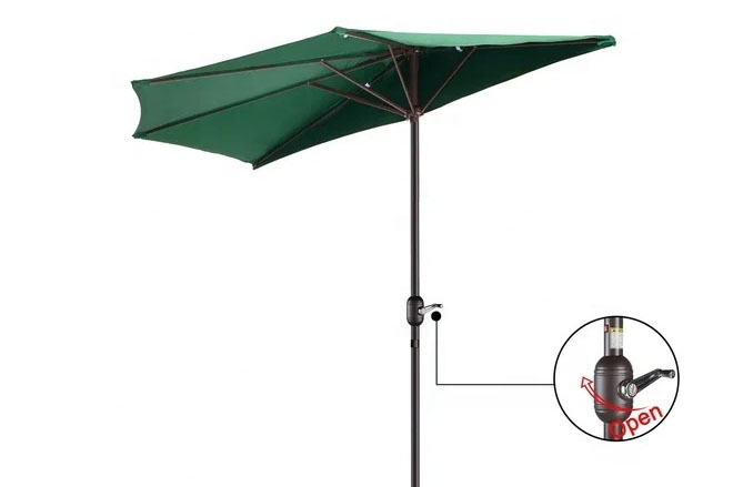 Half Patio Umbrella 9 feet Outdoor Patio Half Umbrella with 5 Ribs Fade Resistant Condo or Townhouse Umbrella