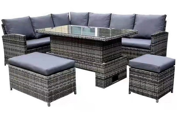 Outdoor  Rattan Corner Sofa Set With Height Adjustable Table