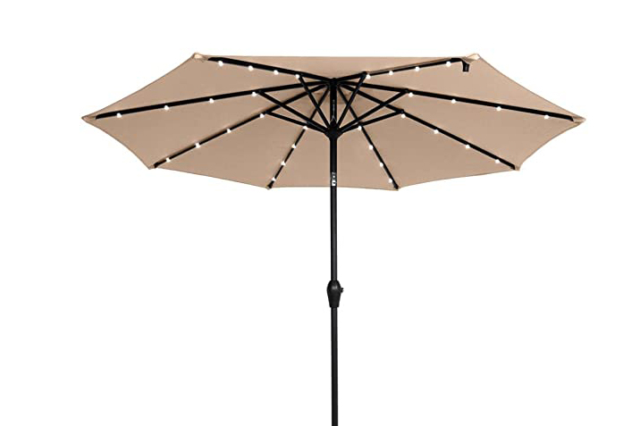 New Design Solar Panel Umbrella LED Light Garden Parasol Beach Patio Umbrellas with led Solar