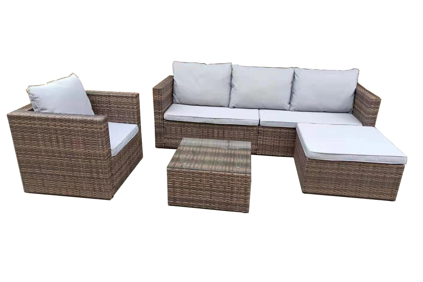 Outdoor Modern Garden Rattan Sofa Set 5 Seater Patio Wicker Dining Set