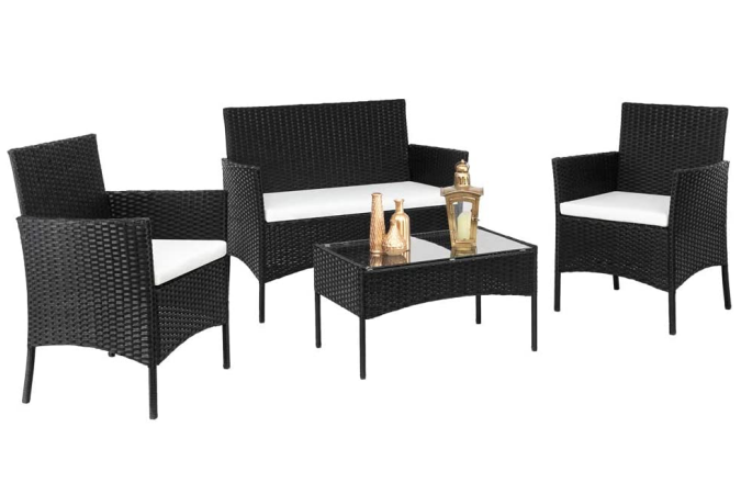 Outdoor furniture 4 piece rattan cane sofa sets with table