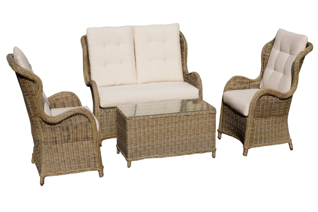 Wicker rattan outdoor garden furniture sofa chair set with cushion