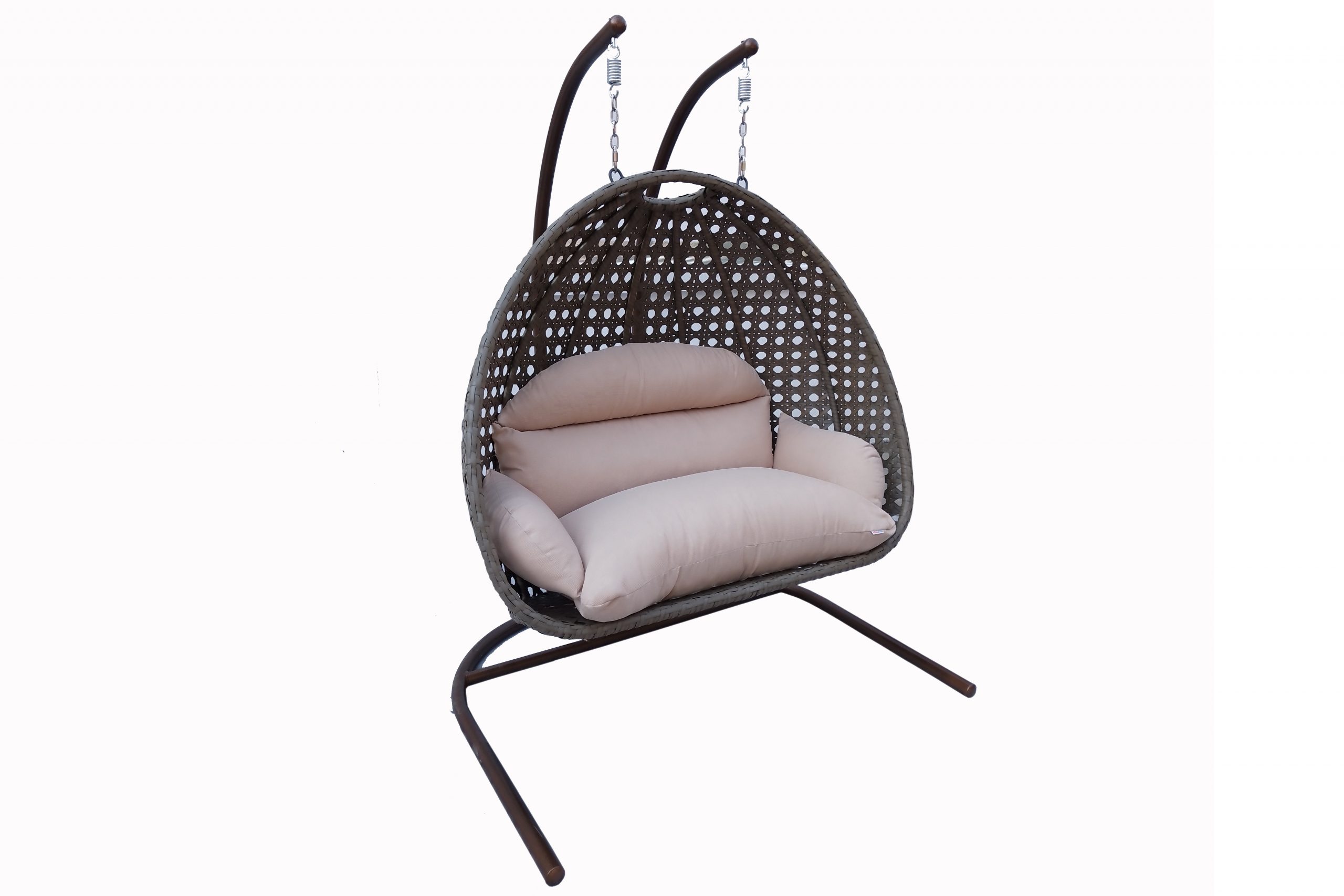 Indoor Outdoor Wicker Hanging Basket Swing Chair Tear Drop Egg Chair with Cushion and Stand
