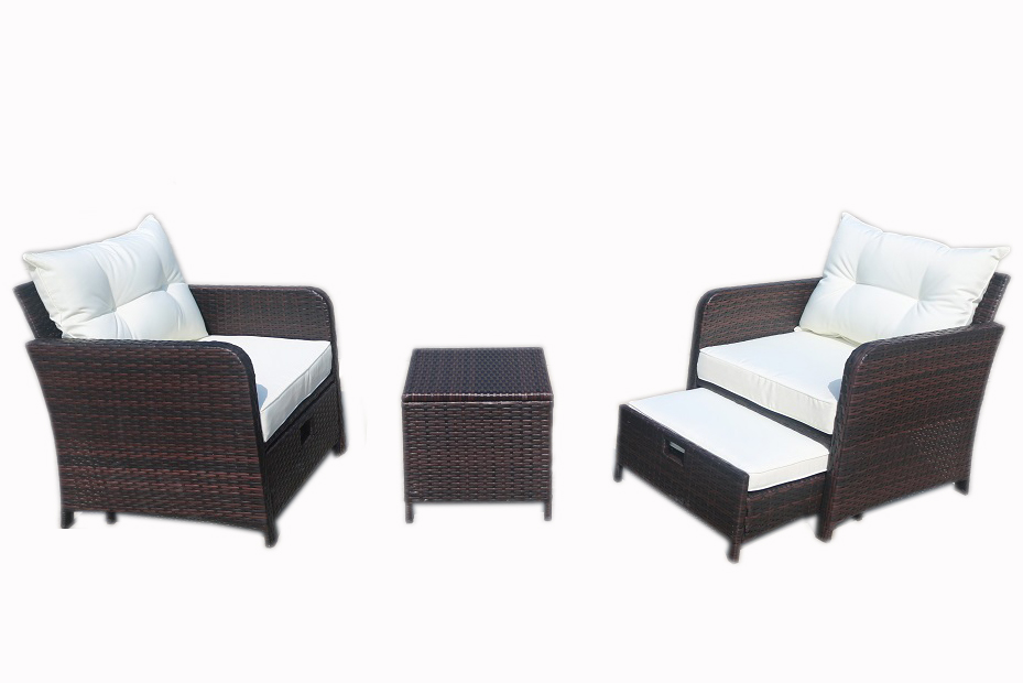 5 Pieces Wicker Outdoor Conversation Set – Patio rattan furniture garden furniture sofa set with ottomans