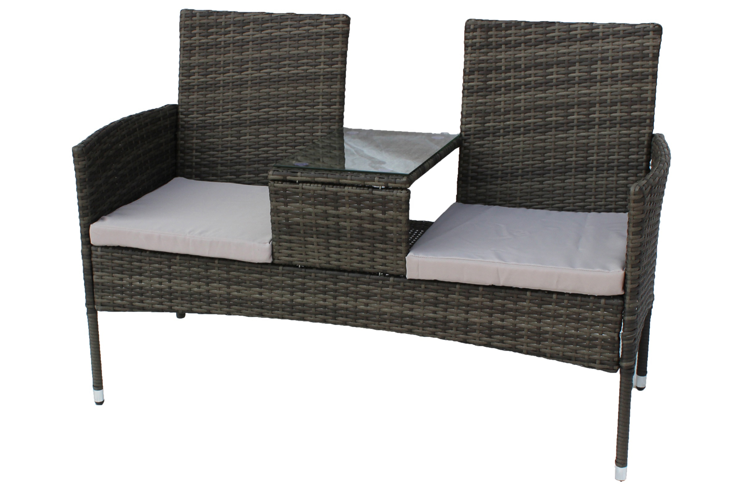Garden Rattan Set Wicker Furniture Double Seat Sofa With Coffee Table Set