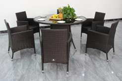 New durable and sturdy designed terrace woven rattan dining table set outdoor furniture chair