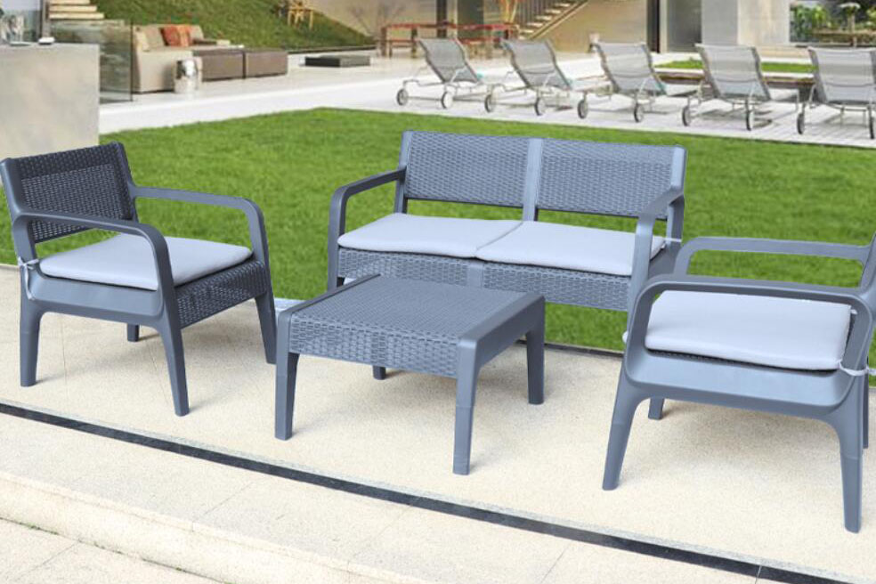  Patio Furniture Set 4 Pieces Outdoor Rattan Chair Wicker Sofa Garden Conversation Bistro Sets for Yard,Pool or Backyard