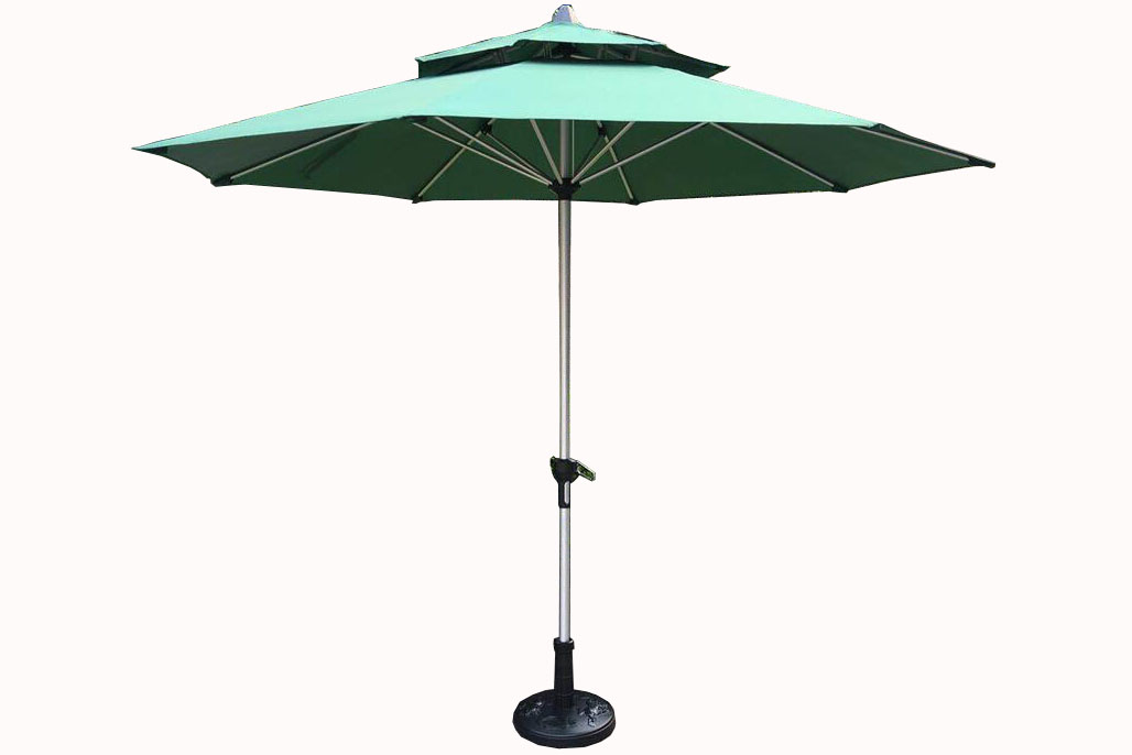 Aluminum Pole Garden Umbrella, Sun Protection Garden Parasol with Crank and 8 Ribs