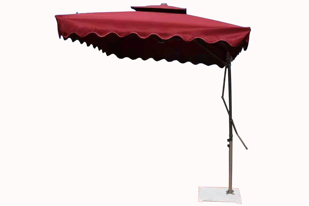 Patio Garden Parasol Cantilever Hanging Umbrella with Cross Base, Dark