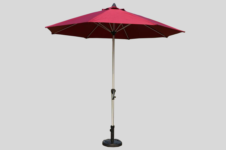  Hammertone Grey Aluminum Market Patio Umbrella with Collar Tilt Crank Lift