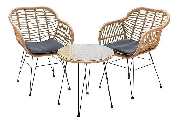 3 Piece Modern Resin Wicker Patio Cafe Set